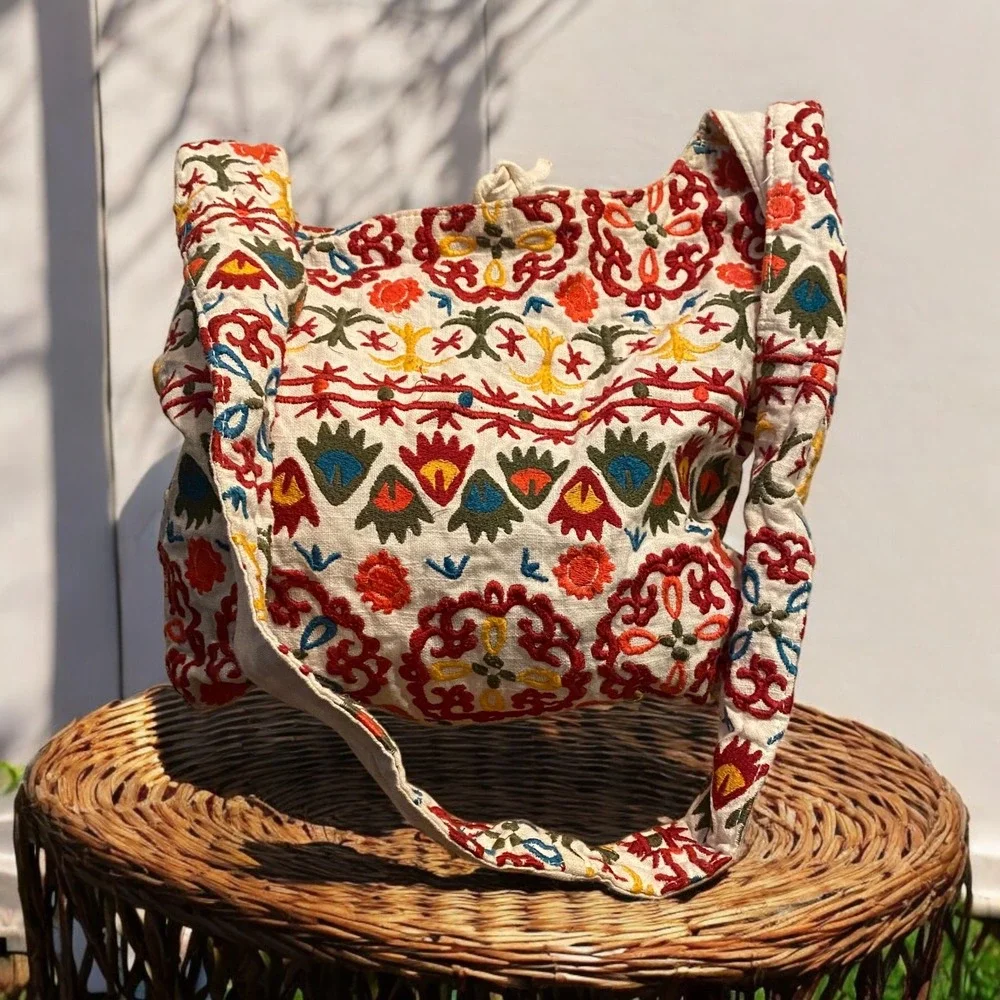 Embroidered Hobo Bag Women Boho Floral Festival